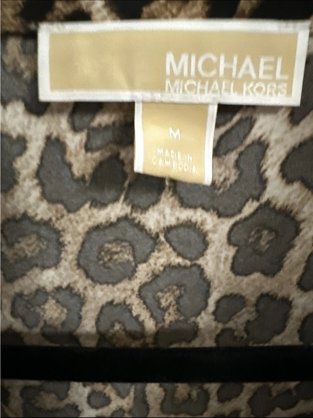 MICHAEL Michael Kors Leopard Print Button-Up Blouse - Brown/Black- Size Medium - Picture 2 of 7
